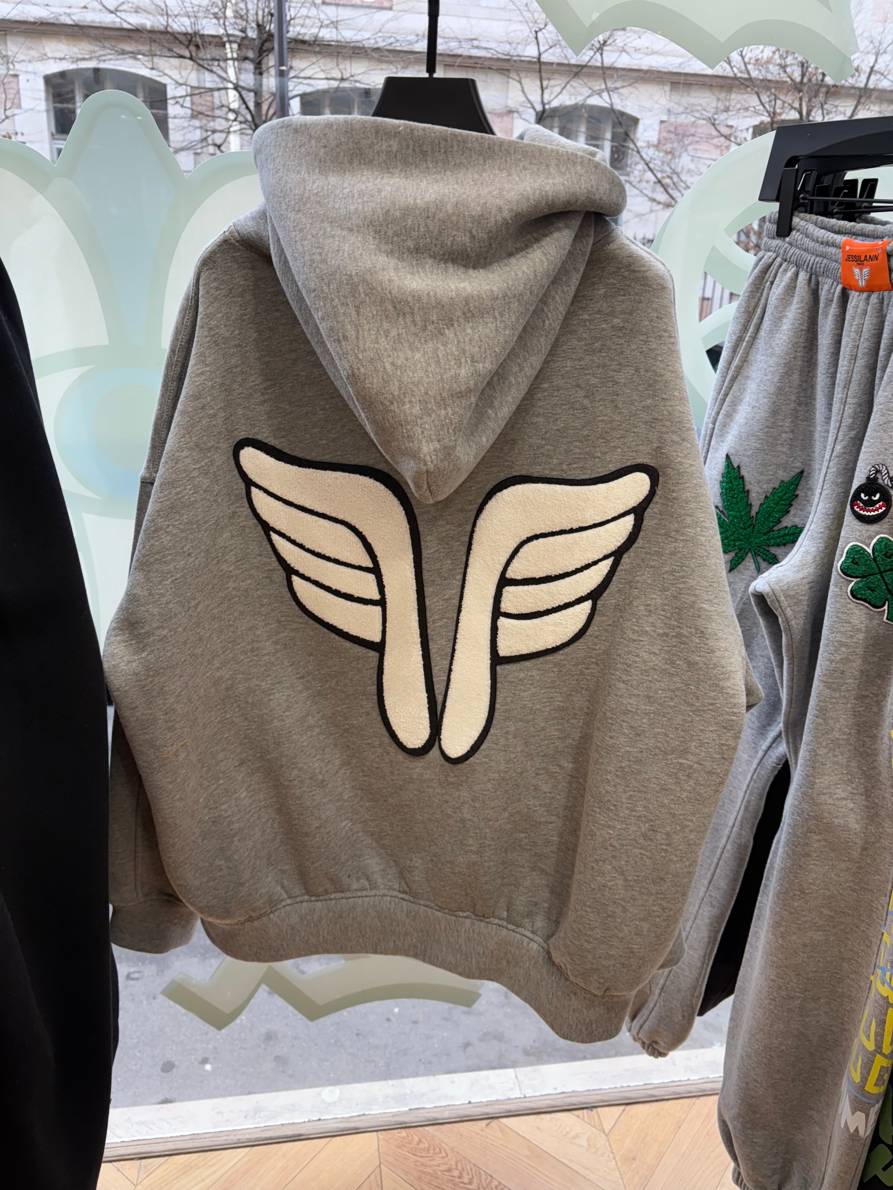 HOODIE ZIP FLY GRIS