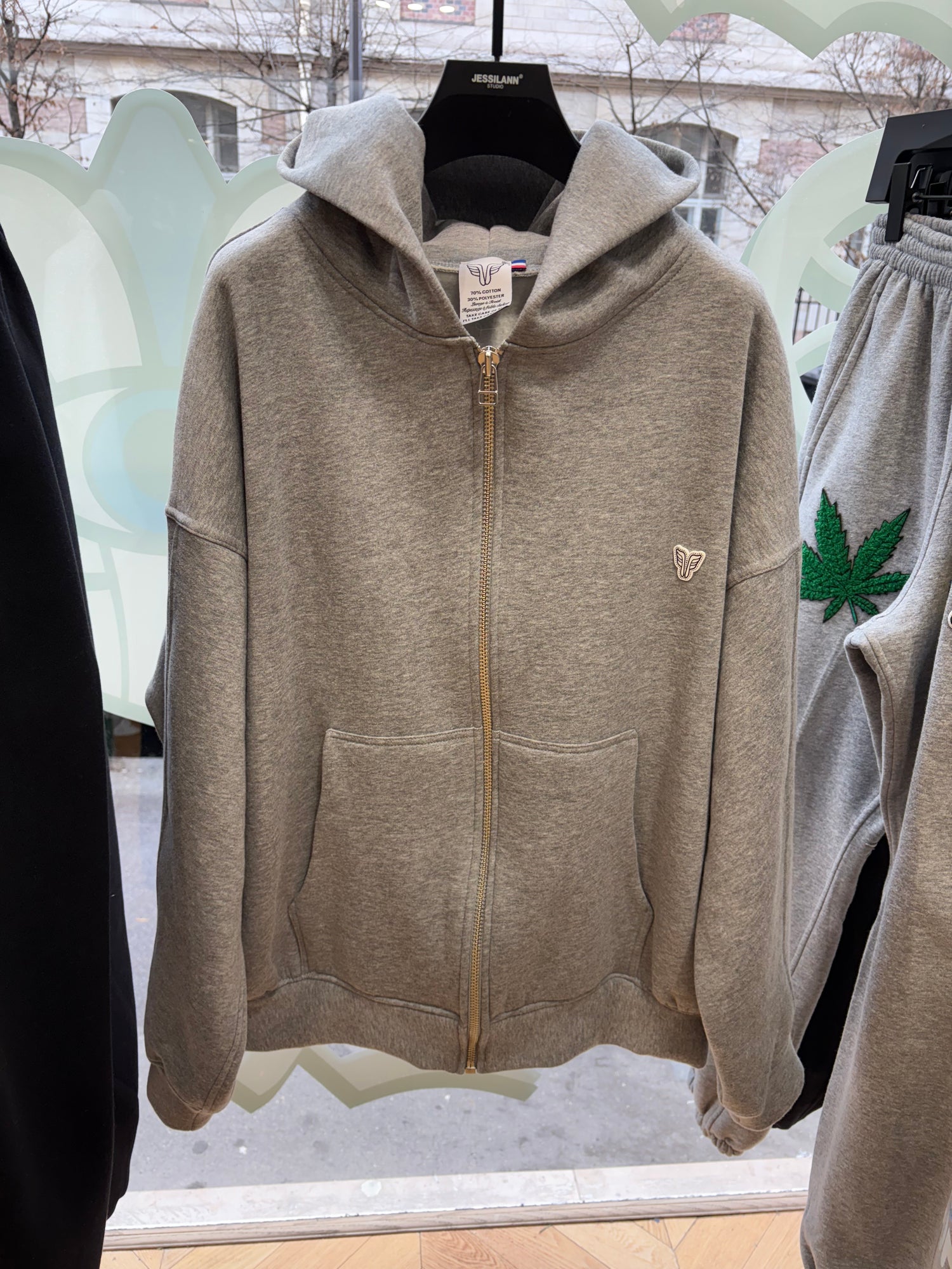 HOODIE ZIP FLY GRIS